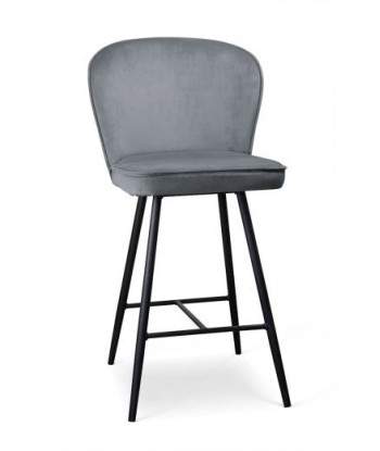 Tabouret de bar rembourré en tissu, avec pieds en métal Aine Small Gris / Noir, l50xA53xH96 cm le concept de la Pate a emporter 