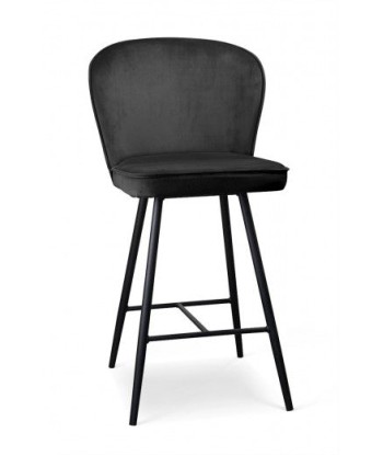 Tabouret de bar tapissé de tissu, avec pieds en métal Aine Small Noir, l50xA53xH96 cm 50-70% off 