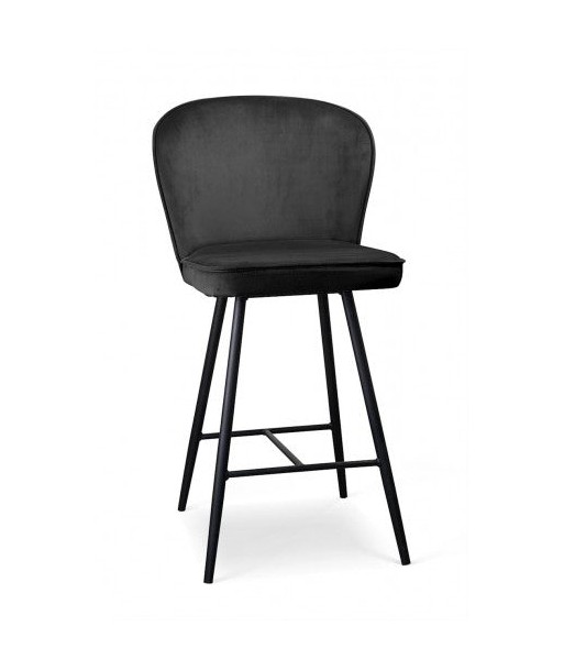 Tabouret de bar tapissé de tissu, avec pieds en métal Aine Small Noir, l50xA53xH96 cm 50-70% off 