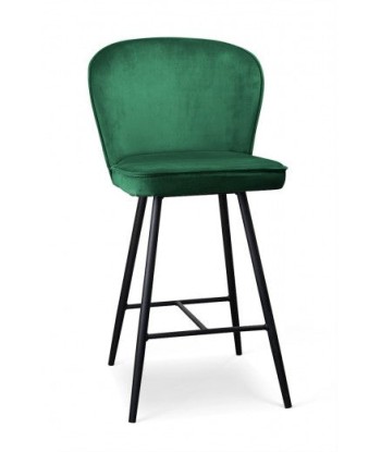 Tabouret de bar rembourré en tissu, avec pieds en métal Aine Small Vert / Noir, l50xA53xH96 cm prix pour 