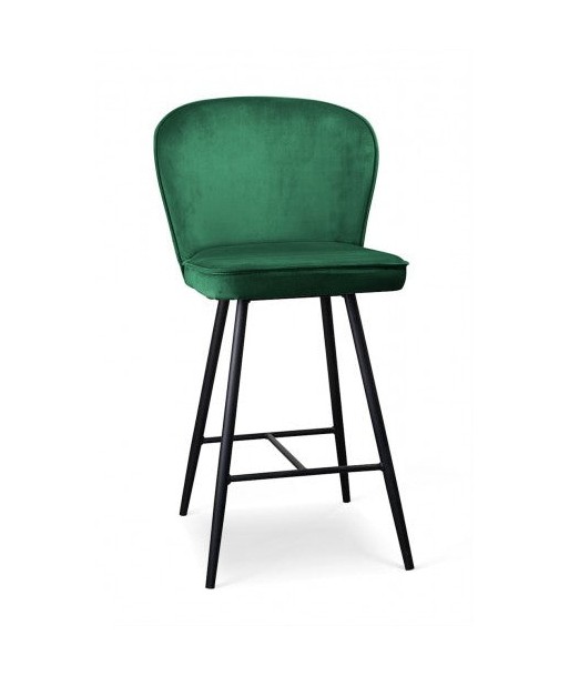 Tabouret de bar rembourré en tissu, avec pieds en métal Aine Small Vert / Noir, l50xA53xH96 cm prix pour 