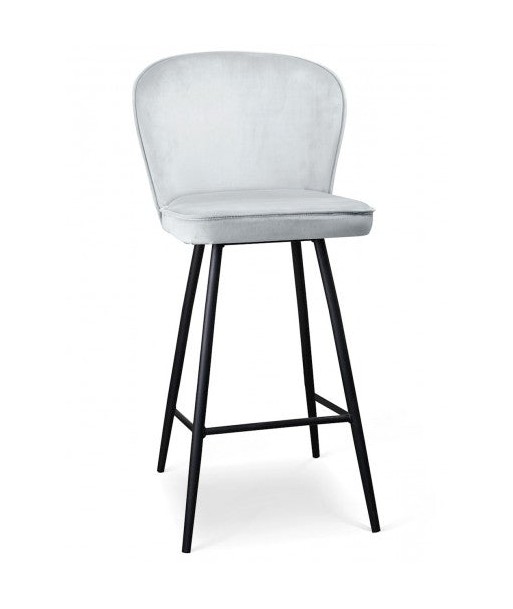 Tabouret de bar tapissé de tissu, avec pieds en métal Aine Argent / Noir, l50xA53xH106 cm pas cheres