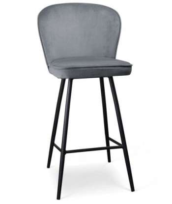 Tabouret de bar tapissé de tissu, avec pieds en métal Aine Gris / Noir, l50xA53xH106 cm pour bénéficier 