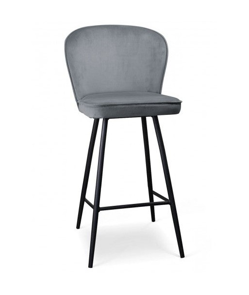 Tabouret de bar tapissé de tissu, avec pieds en métal Aine Gris / Noir, l50xA53xH106 cm pour bénéficier 