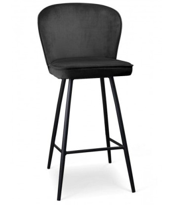 Tabouret de bar tapissé de tissu, avec pieds en métal Aine Noir, l50xA53xH106 cm Vous souhaitez 