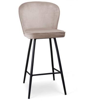 Tabouret de bar tapissé de tissu, avec pieds en métal Aine Beige / Noir, l50xA53xH106 cm basket pas cher