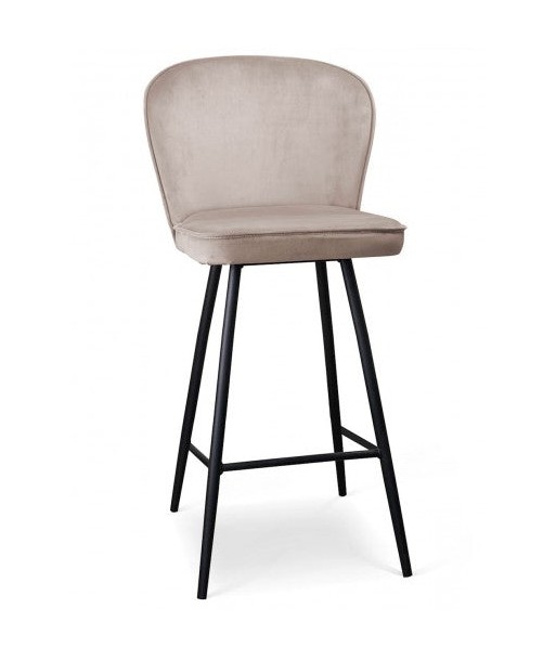 Tabouret de bar tapissé de tissu, avec pieds en métal Aine Beige / Noir, l50xA53xH106 cm basket pas cher