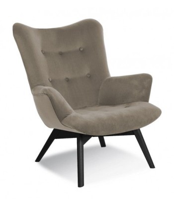 Fauteuil fixe recouvert de tissu, avec pieds en bois Angel Beige / Noir, l79xA91xH93 cm online