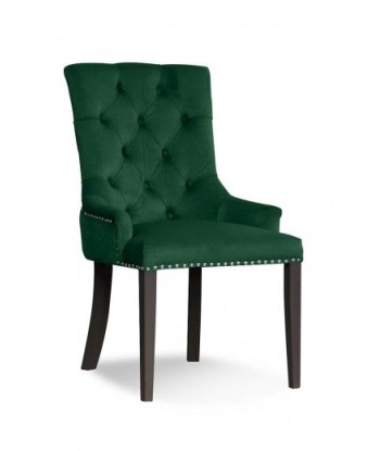 Chaise rembourrée avec tissu et pieds en bois Velours August Vert / Noir, l59xA70xH96 cm des créatures d'habitude