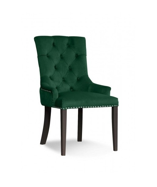 Chaise rembourrée avec tissu et pieds en bois Velours August Vert / Noir, l59xA70xH96 cm des créatures d'habitude