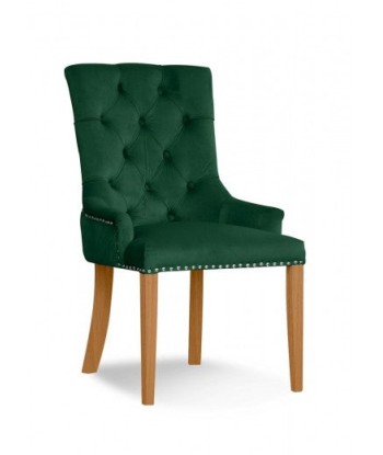 Chaise rembourrée avec tissu et pieds en bois Velours August Vert / Chêne, l59xA70xH96 cm de la marque