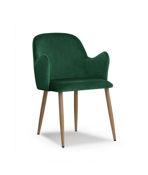 Chaise rembourrée avec pieds en tissu et métal Velours Camel Vert / Chêne, l58xA63xH84 cm meilleur choix