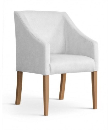 Fauteuil fixe tapissé de tissu et pieds en bois Velours Capri Argent / Chêne, l58xA60xH89 cm prix