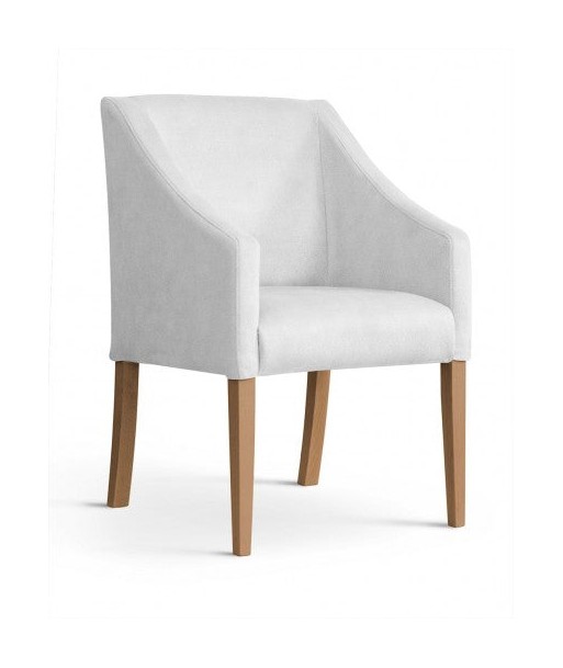 Fauteuil fixe tapissé de tissu et pieds en bois Velours Capri Argent / Chêne, l58xA60xH89 cm prix