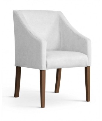 Fauteuil fixe tapissé de tissu et pieds en bois Velours Capri Argent / Noyer, l58xA60xH89 cm vente chaude votre 