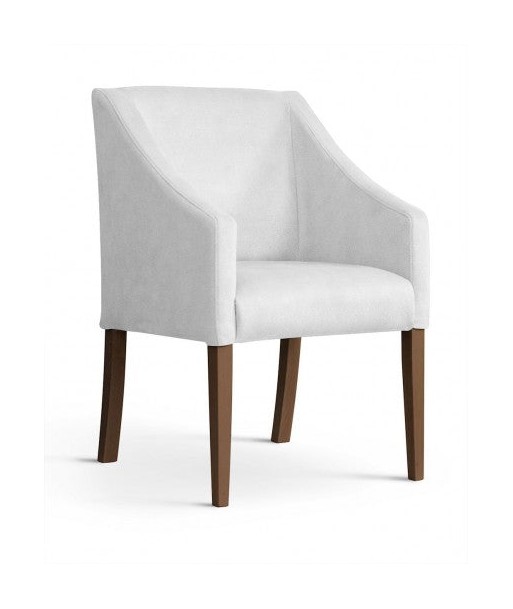 Fauteuil fixe tapissé de tissu et pieds en bois Velours Capri Argent / Noyer, l58xA60xH89 cm vente chaude votre 