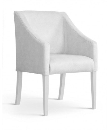 Fauteuil fixe rembourré avec tissu et pieds en bois Velours Capri Argent / Blanc, l58xA60xH89 cm acheter