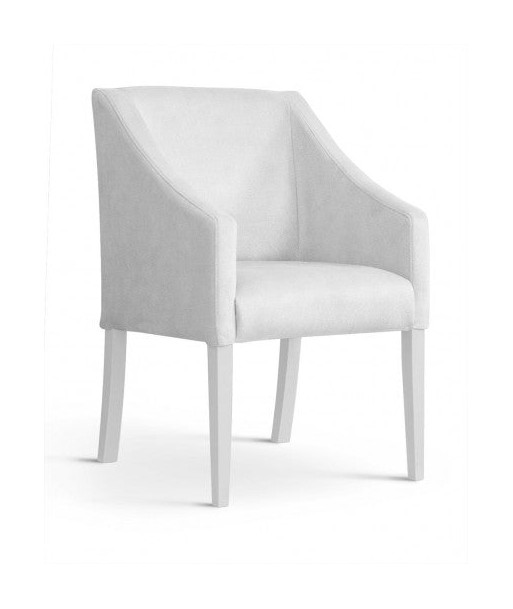 Fauteuil fixe rembourré avec tissu et pieds en bois Velours Capri Argent / Blanc, l58xA60xH89 cm acheter