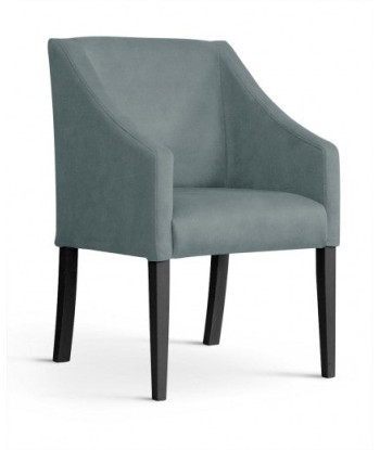 Fauteuil fixe rembourré avec tissu et pieds en bois Capri Velours Gris / Noir, l58xA60xH89 cm shop