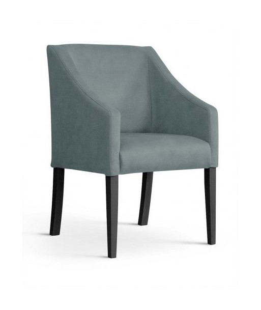 Fauteuil fixe rembourré avec tissu et pieds en bois Capri Velours Gris / Noir, l58xA60xH89 cm shop