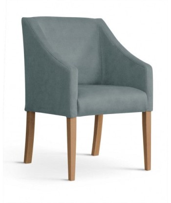 Fauteuil fixe tapissé de tissu et pieds en bois Velours Capri Gris / Chêne, l58xA60xH89 cm acheter en ligne