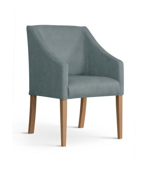 Fauteuil fixe tapissé de tissu et pieds en bois Velours Capri Gris / Chêne, l58xA60xH89 cm acheter en ligne