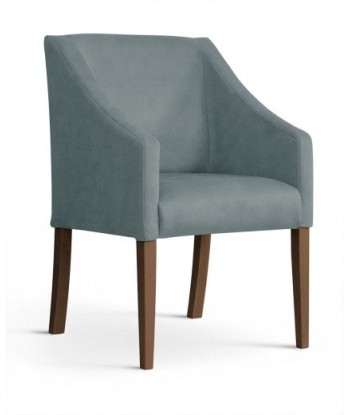 Fauteuil fixe tapissé de tissu et pieds en bois Velours Capri Gris / Noyer, l58xA60xH89 cm commande en ligne