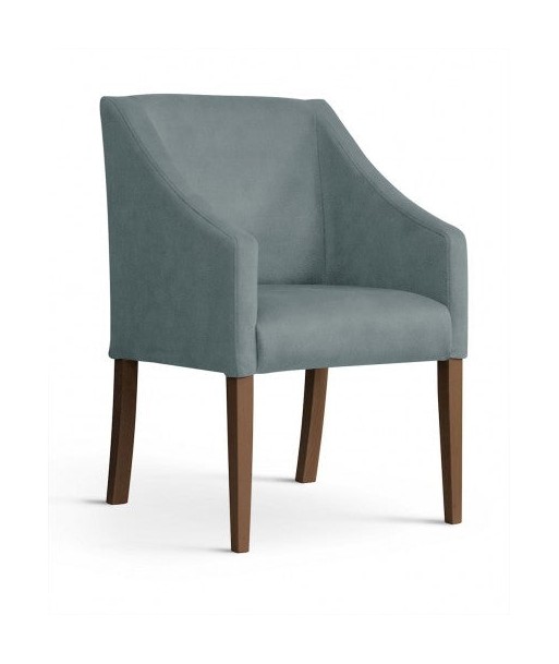 Fauteuil fixe tapissé de tissu et pieds en bois Velours Capri Gris / Noyer, l58xA60xH89 cm commande en ligne