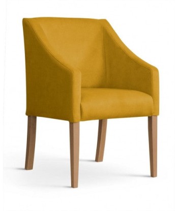 Fauteuil fixe tapissé de tissu et pieds en bois Capri Velours Moutarde / Chêne, l58xA60xH89 cm pour bénéficier 