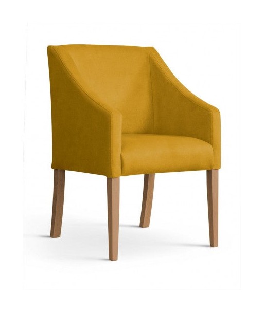 Fauteuil fixe tapissé de tissu et pieds en bois Capri Velours Moutarde / Chêne, l58xA60xH89 cm pour bénéficier 