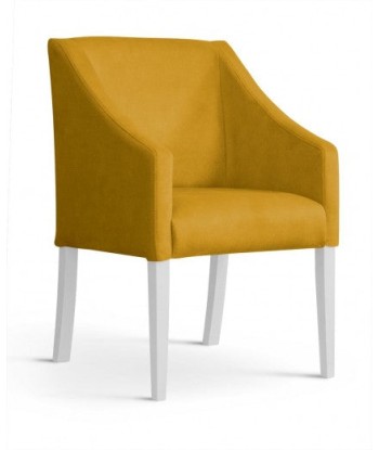 Fauteuil fixe rembourré avec tissu et pieds en bois Capri Velvet Mustariu / Blanc, l58xA60xH89 cm votre restaurant rapide dans 