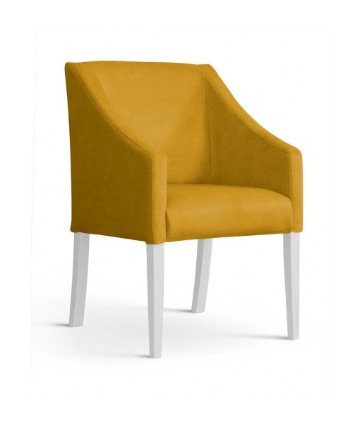 Fauteuil fixe rembourré avec tissu et pieds en bois Capri Velvet Mustariu / Blanc, l58xA60xH89 cm votre restaurant rapide dans 