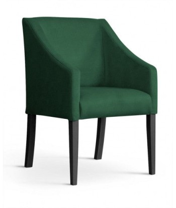 Fauteuil fixe rembourré avec tissu et pieds en bois Velours Capri Vert / Noir, l58xA60xH89 cm d'Europe débarque