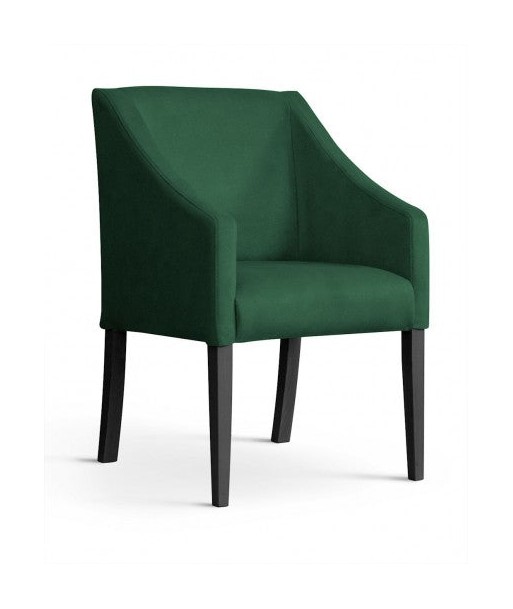 Fauteuil fixe rembourré avec tissu et pieds en bois Velours Capri Vert / Noir, l58xA60xH89 cm d'Europe débarque