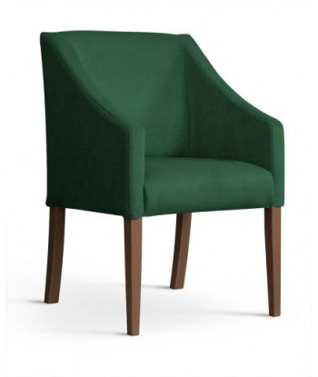 Fauteuil fixe tapissé de tissu et pieds en bois Velours Capri Vert / Noyer, l58xA60xH89 cm rembourrage situé sous