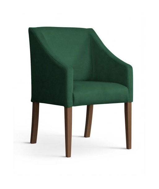 Fauteuil fixe tapissé de tissu et pieds en bois Velours Capri Vert / Noyer, l58xA60xH89 cm rembourrage situé sous