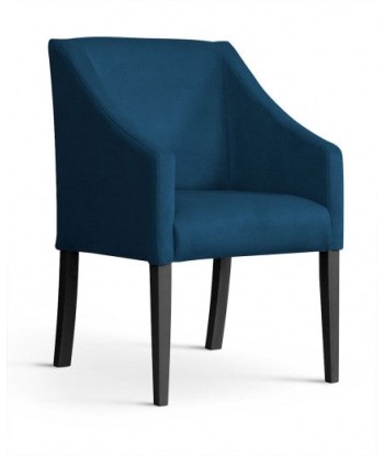 Fauteuil fixe rembourré avec tissu et pieds en bois Velours Capri Bleu / Noir, l58xA60xH89 cm acheter