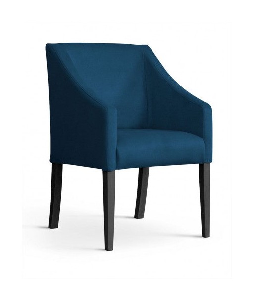 Fauteuil fixe rembourré avec tissu et pieds en bois Velours Capri Bleu / Noir, l58xA60xH89 cm acheter