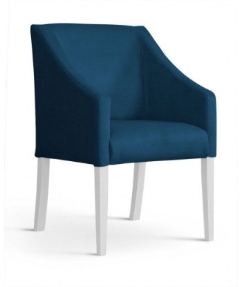 Fauteuil fixe tapissé de tissu et pieds en bois Velours Capri Bleu / Blanc, l58xA60xH89 cm prix pour 