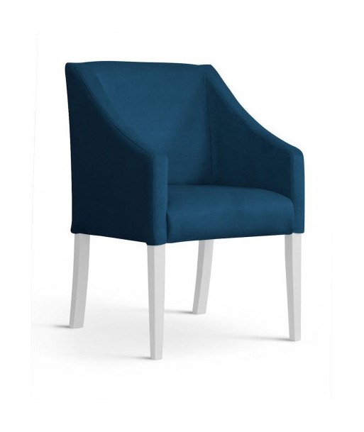 Fauteuil fixe tapissé de tissu et pieds en bois Velours Capri Bleu / Blanc, l58xA60xH89 cm prix pour 