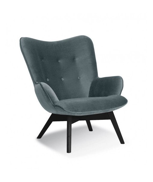 Fauteuil fixe tapissé de tissu, avec pieds en bois Chérubin Gris / Noir, l79xA91xH93 cm les ligaments