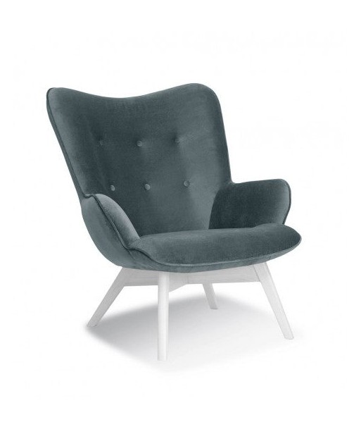 Fauteuil fixe tapissé de tissu, avec pieds en bois Chérubin Gris / Blanc, l79xA91xH93 cm Amélioration de cerveau avec