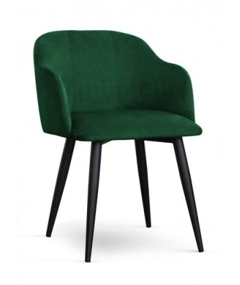 Chaise rembourrée en tissu, avec pieds en métal danois Velours Vert / Noir, l56xA60xH80 cm l'évolution des habitudes 