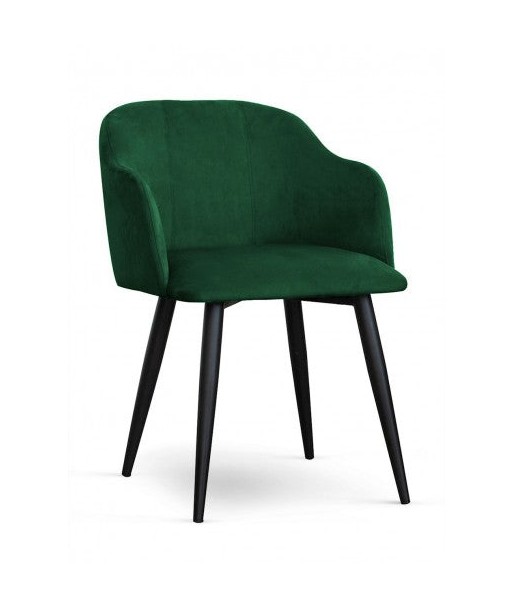 Chaise rembourrée en tissu, avec pieds en métal danois Velours Vert / Noir, l56xA60xH80 cm l'évolution des habitudes 