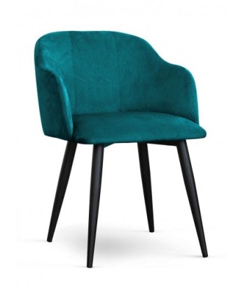 Chaise rembourrée en tissu avec pieds en métal Velours Danois Turquoise / Noir, l56xA60xH80 cm En savoir plus