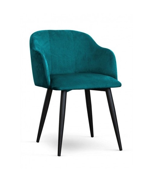 Chaise rembourrée en tissu avec pieds en métal Velours Danois Turquoise / Noir, l56xA60xH80 cm En savoir plus