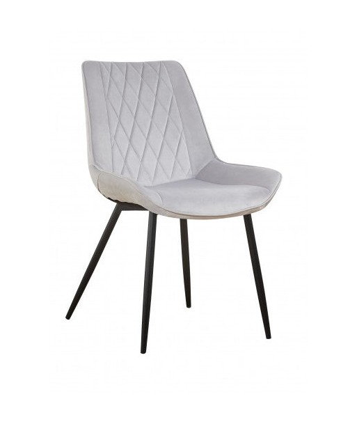 Chaise rembourrée avec tissu et pieds en métal Velours Dubaï Gris Clair / Noir, l53xA62xH84 cm Les magasins à Paris et en Île-de-France