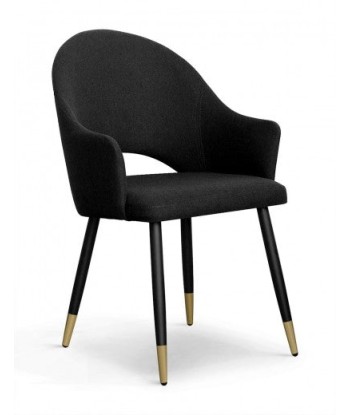 Chaise rembourrée en tissu, avec pieds en métal Goda Noir / Or, l54xA58xH87 cm plus qu'un jeu 