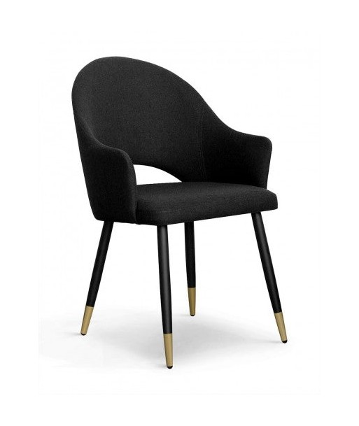 Chaise rembourrée en tissu, avec pieds en métal Goda Noir / Or, l54xA58xH87 cm plus qu'un jeu 