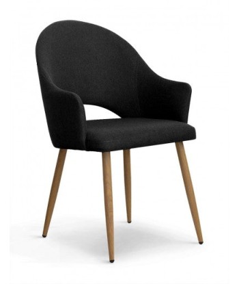 Chaise rembourrée en tissu, avec pieds en métal Goda Noir / Chêne, l54xA58xH87 cm sur le site 